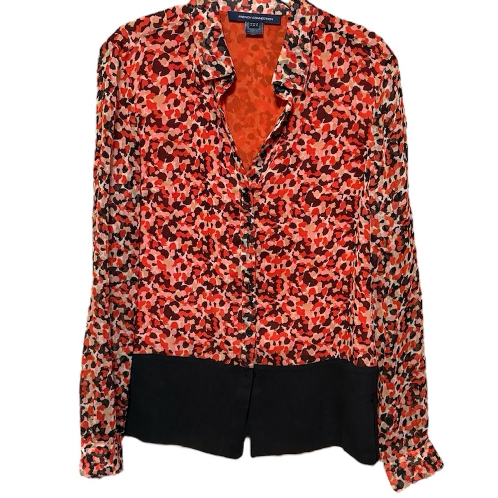 French Connection Sheer Button Down Top